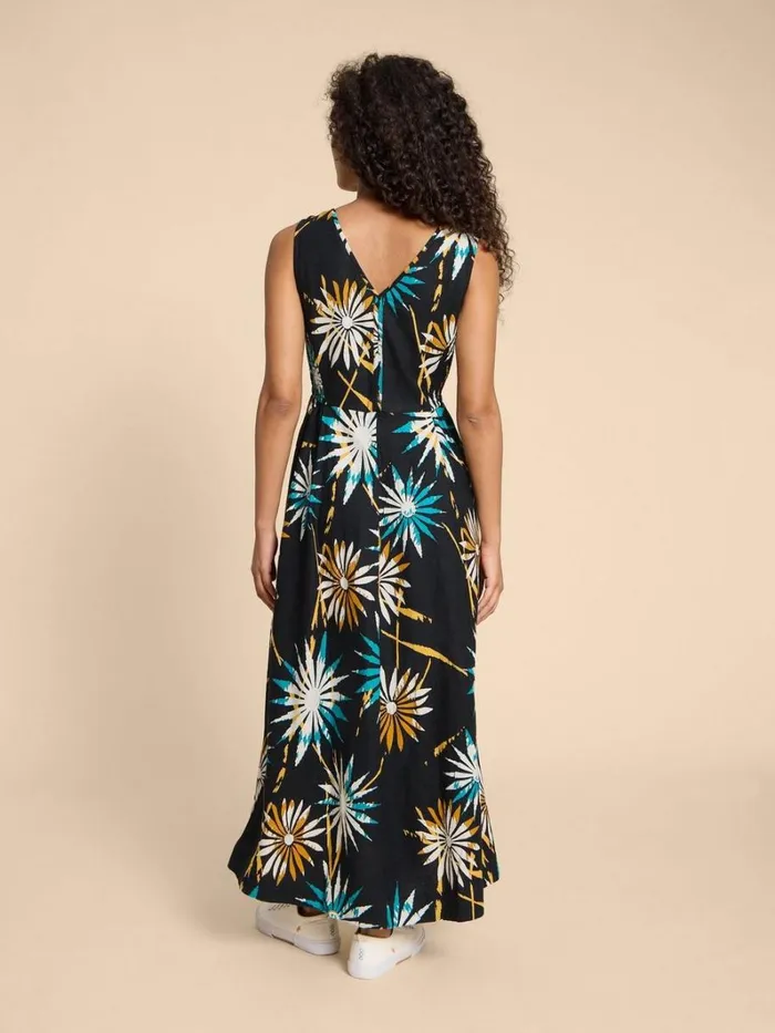 White Stuff DRESSES Gigi Linen Blend Maxi Dress Black Print 8211 Women White Stuff DRESSES Gigi Linen Blend Maxi Dress Black Print 8211 Women