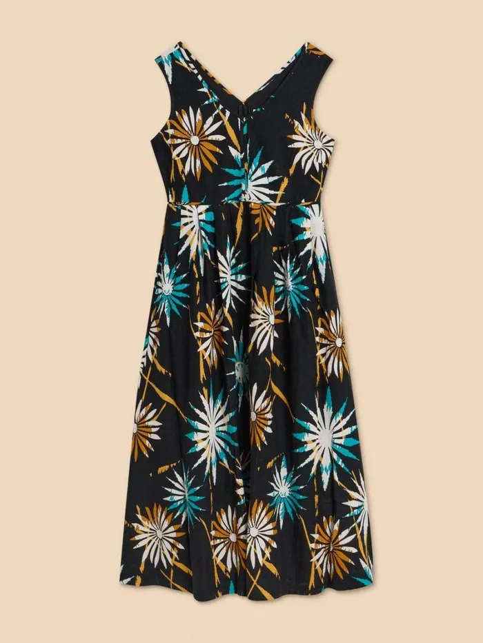 White Stuff DRESSES Gigi Linen Blend Maxi Dress Black Print 8211 Women White Stuff DRESSES Gigi Linen Blend Maxi Dress Black Print 8211 Women