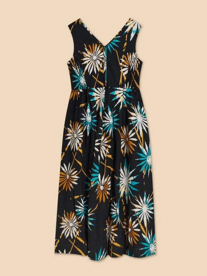 White Stuff DRESSES Gigi Linen Blend Maxi Dress Black Print 8211 Women White Stuff DRESSES Gigi Linen Blend Maxi Dress Black Print 8211 Women