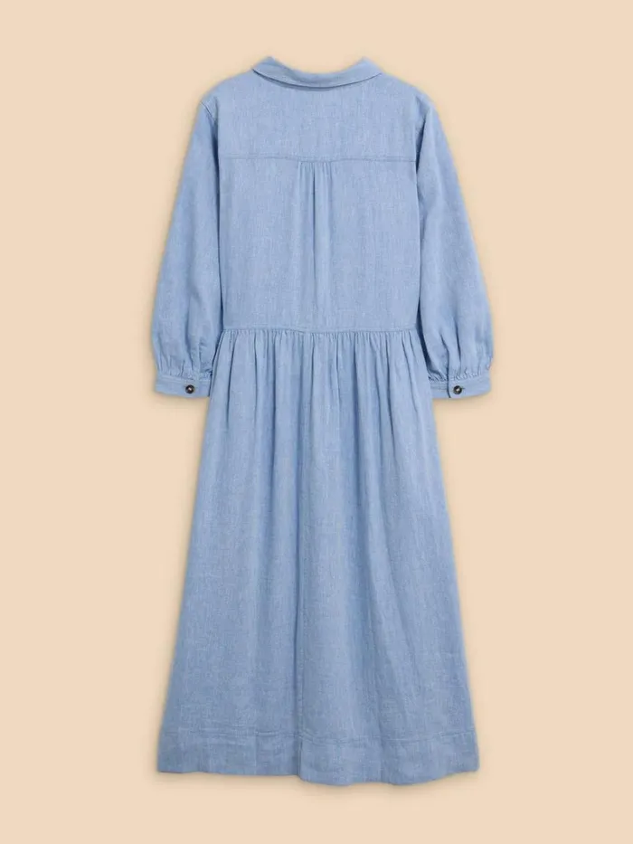 White Stuff DRESSES Hayden Linen Blend Shirt Dress Chambray Blue 8211 Women White Stuff DRESSES Hayden Linen Blend Shirt Dress Chambray Blue 8211 Women