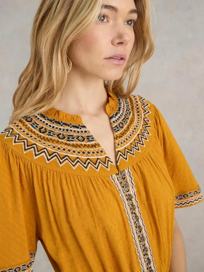 White Stuff DRESSES Heidi Embroidered Dress Tan Multi 8211 Women White Stuff DRESSES Heidi Embroidered Dress Tan Multi 8211 Women