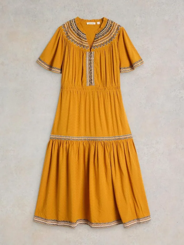 White Stuff DRESSES Heidi Embroidered Dress Tan Multi 8211 Women White Stuff DRESSES Heidi Embroidered Dress Tan Multi 8211 Women