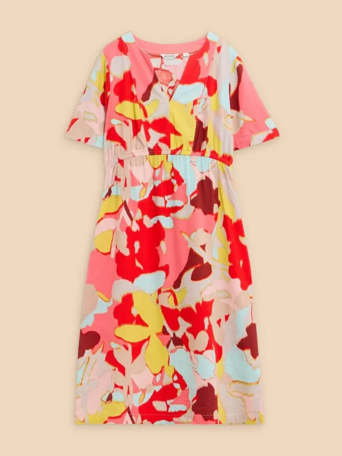 White Stuff DRESSES Jamie Linen Blend Dress Orange Print 8211 Women White Stuff DRESSES Jamie Linen Blend Dress Orange Print 8211 Women
