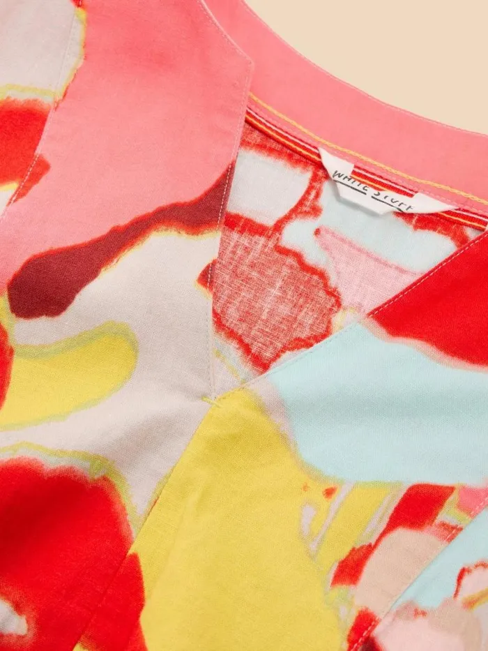 White Stuff DRESSES Jamie Linen Blend Dress Orange Print 8211 Women White Stuff DRESSES Jamie Linen Blend Dress Orange Print 8211 Women