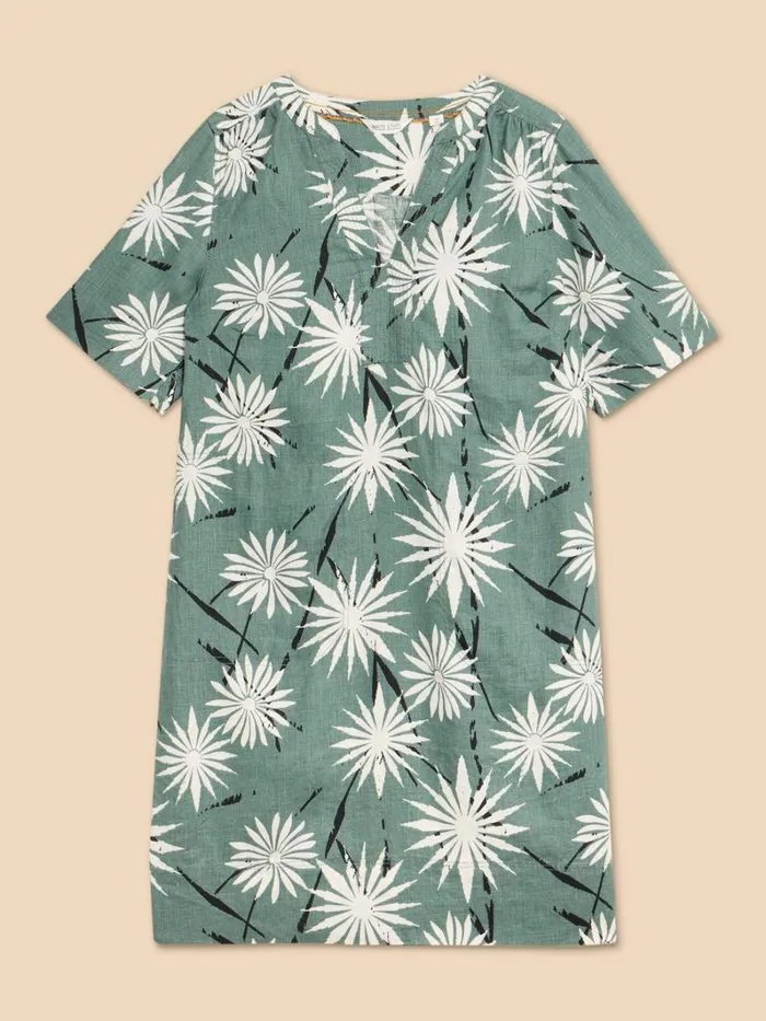 White Stuff DRESSES June Shift Linen Dress Green Print 8211 Women White Stuff DRESSES June Shift Linen Dress Green Print 8211 Women