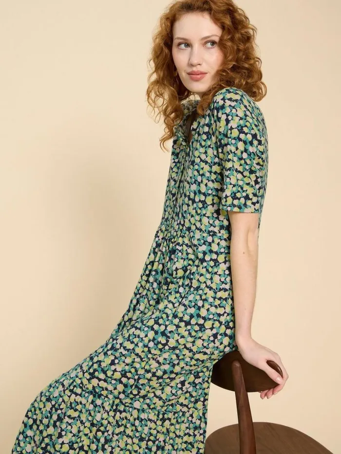 White Stuff DRESSES Naya Jersey Printed Tiered Dress Navy Print 8211 Women White Stuff DRESSES Naya Jersey Printed Tiered Dress Navy Print 8211 Women