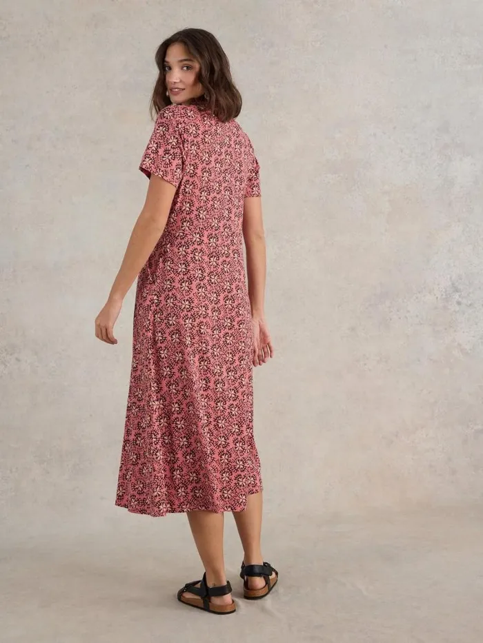 White Stuff DRESSES Rua Jersey Shirt Midi Dress Pink Print 8211 Women White Stuff DRESSES Rua Jersey Shirt Midi Dress Pink Print 8211 Women