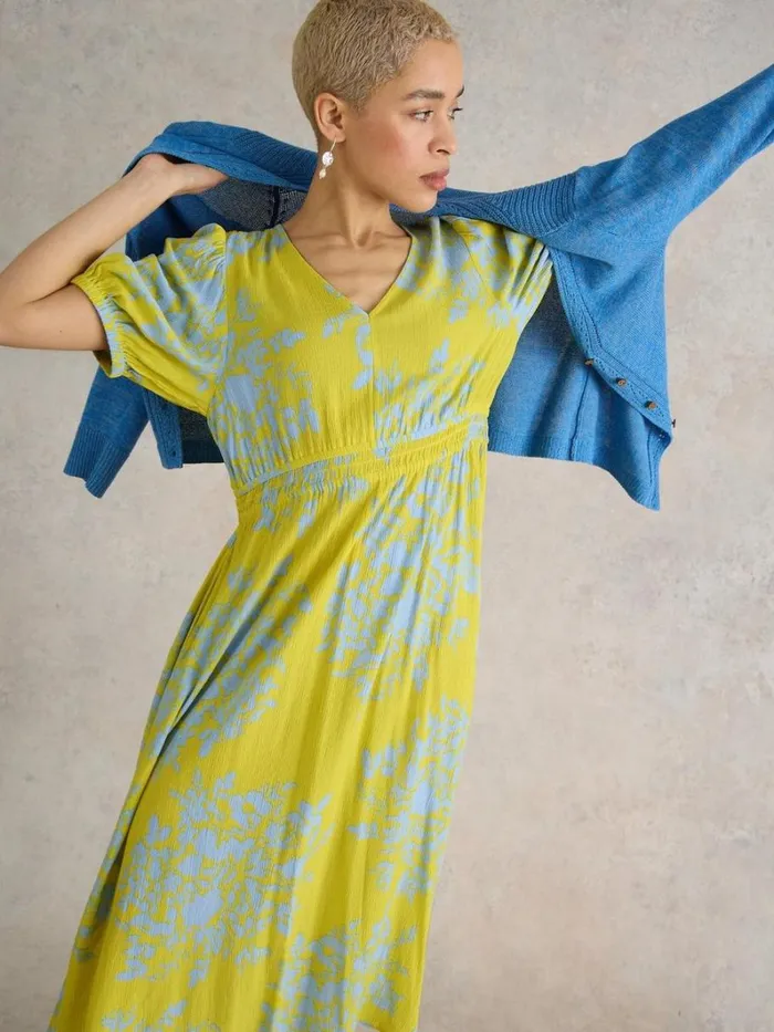 White Stuff DRESSES Salma Eco Vero Midi Dress Yellow Print 8211 Women White Stuff DRESSES Salma Eco Vero Midi Dress Yellow Print 8211 Women