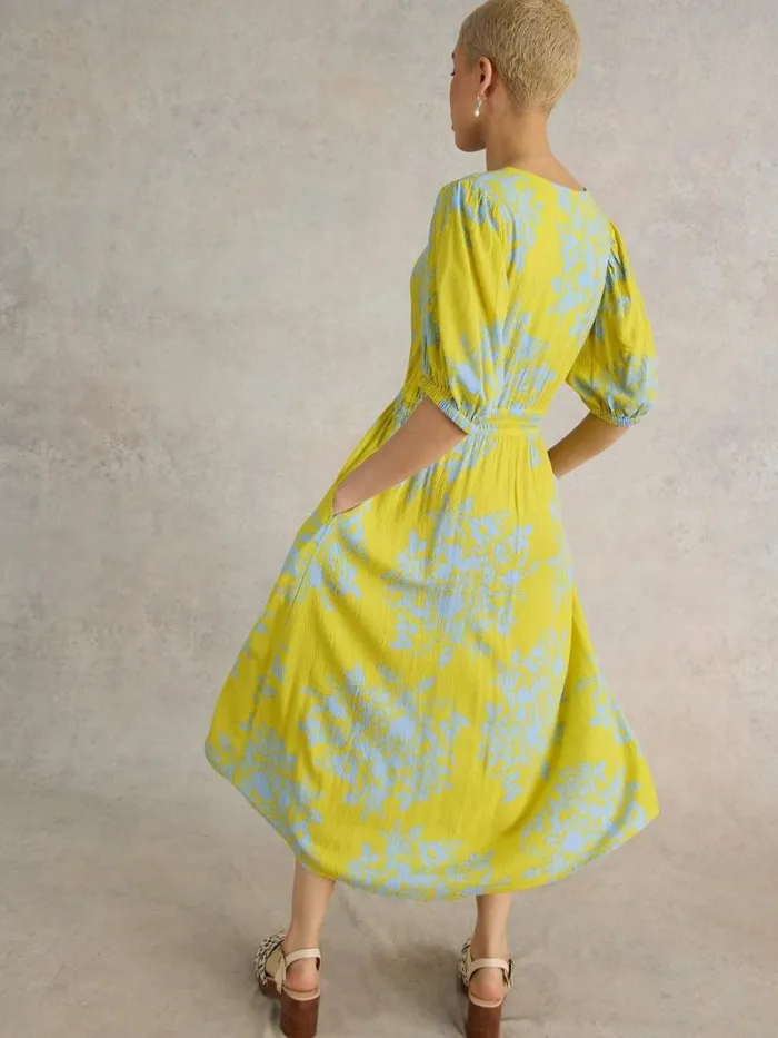 White Stuff DRESSES Salma Eco Vero Midi Dress Yellow Print 8211 Women White Stuff DRESSES Salma Eco Vero Midi Dress Yellow Print 8211 Women