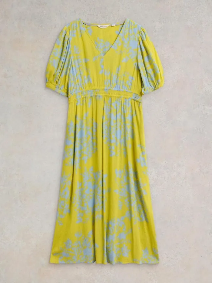 White Stuff DRESSES Salma Eco Vero Midi Dress Yellow Print 8211 Women White Stuff DRESSES Salma Eco Vero Midi Dress Yellow Print 8211 Women