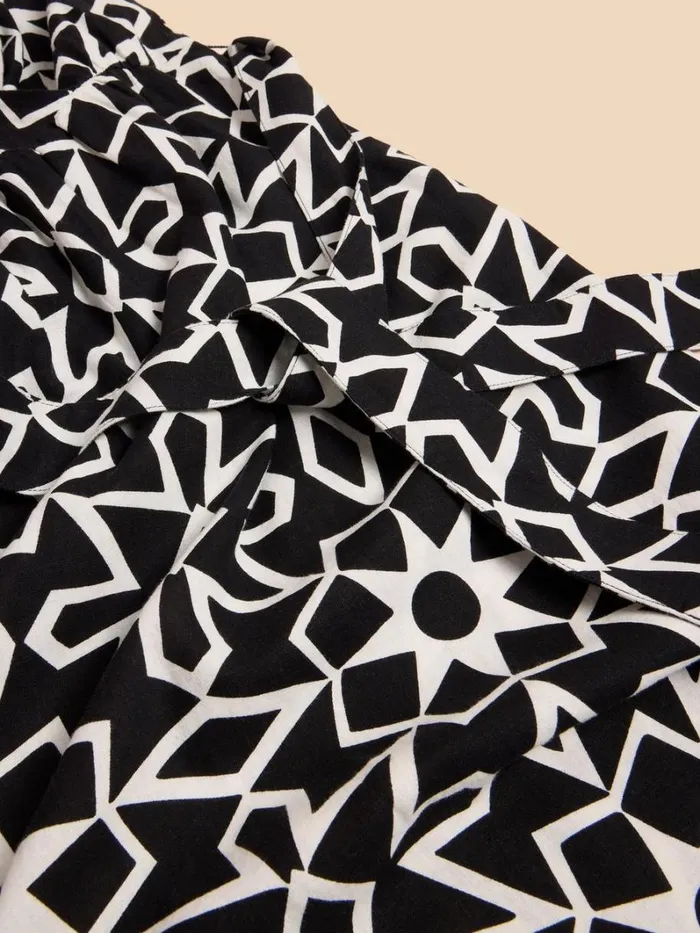 White Stuff DRESSES Sophie Linen Blend Wrap Dress Black Print 8211 Women White Stuff DRESSES Sophie Linen Blend Wrap Dress Black Print 8211 Women