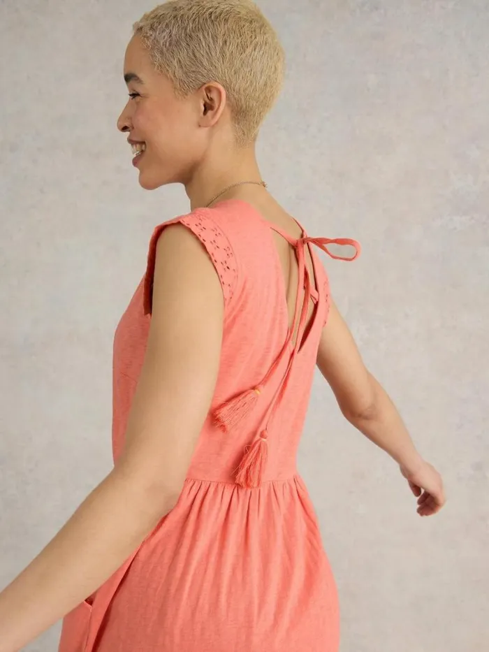 White Stuff DRESSES Violet Broderie Jersey Dress Bright Orange 8211 Women