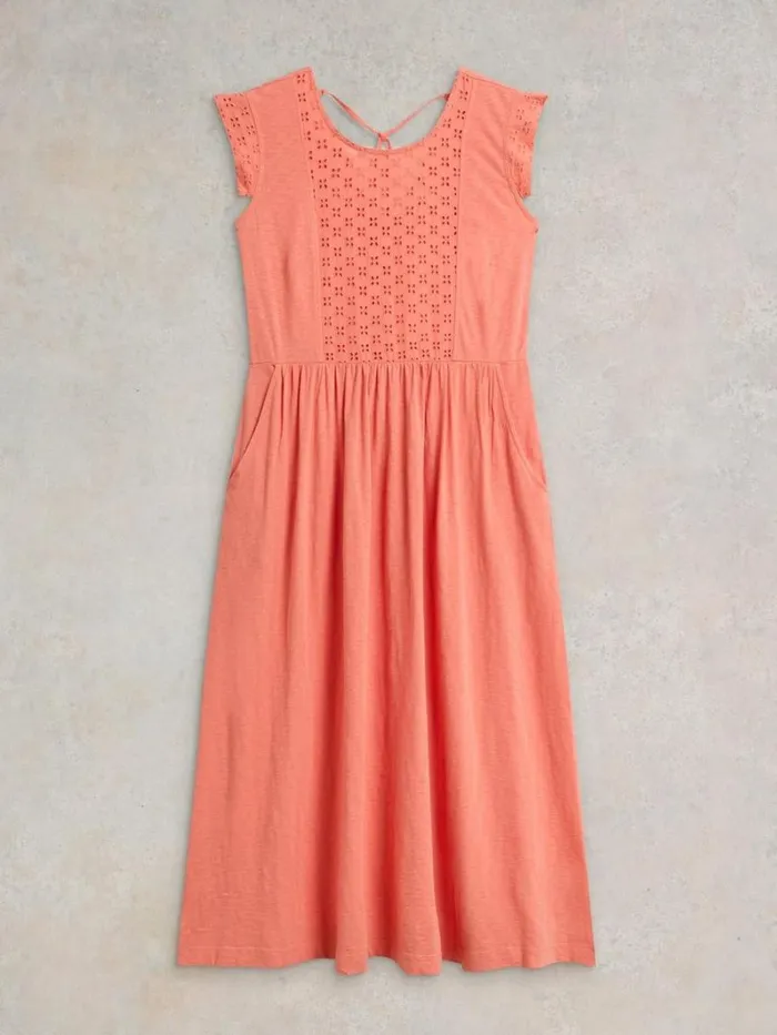 White Stuff DRESSES Violet Broderie Jersey Dress Bright Orange 8211 Women White Stuff DRESSES Violet Broderie Jersey Dress Bright Orange 8211 Women