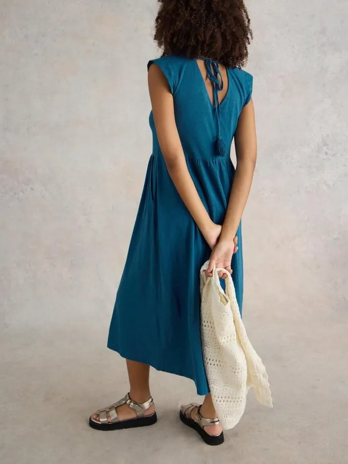 White Stuff DRESSES Violet Broderie Jersey Dress Mid Blue 8211 Women White Stuff DRESSES Violet Broderie Jersey Dress Mid Blue 8211 Women