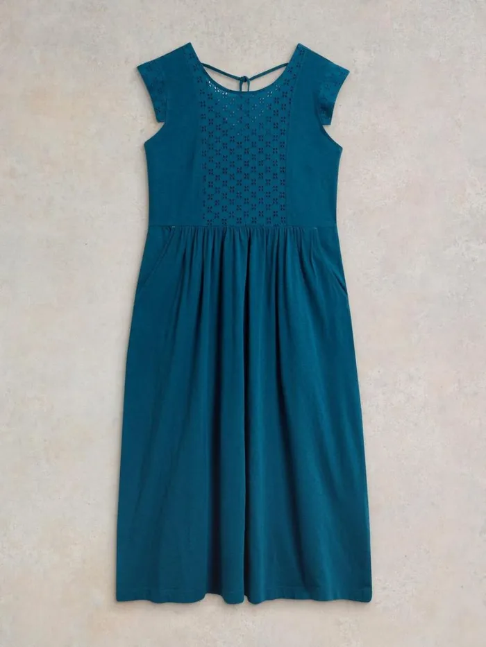White Stuff DRESSES Violet Broderie Jersey Dress Mid Blue 8211 Women White Stuff DRESSES Violet Broderie Jersey Dress Mid Blue 8211 Women