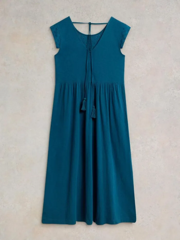 White Stuff DRESSES Violet Broderie Jersey Dress Mid Blue 8211 Women White Stuff DRESSES Violet Broderie Jersey Dress Mid Blue 8211 Women