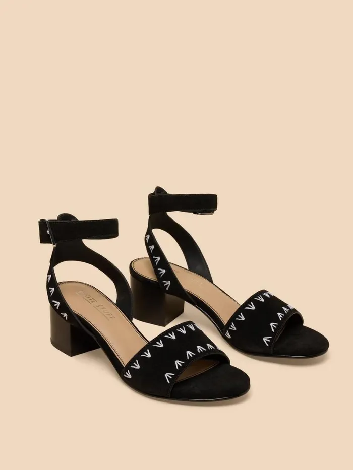 White Stuff HEELS and WEDGES Ivy Suede Heel Sandal Black Multi 8211 Women