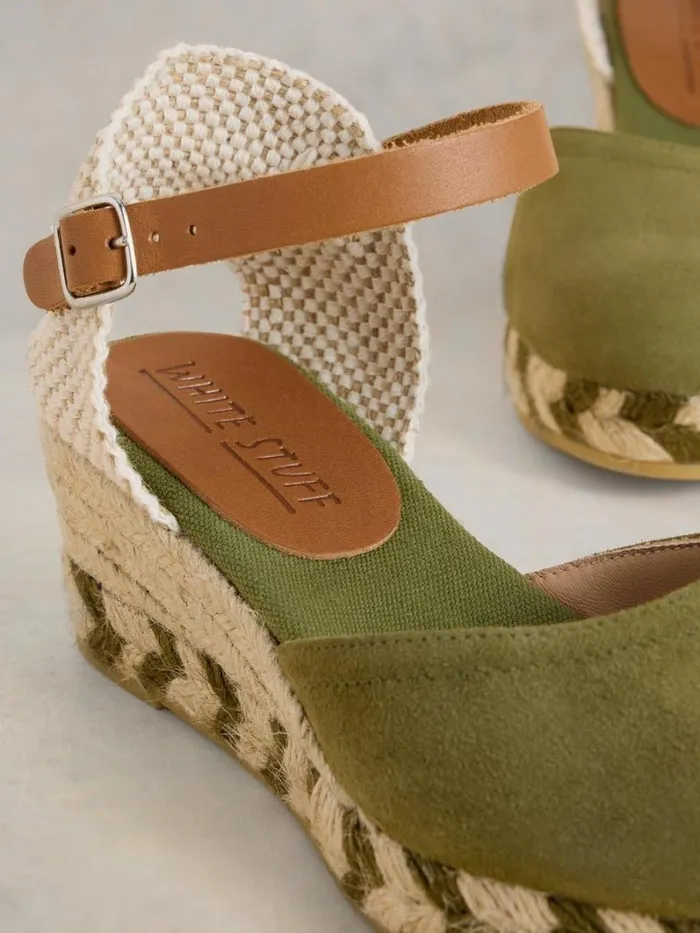White Stuff HEELS and WEDGES Suede Closed Espadrille Wedge Khaki Green 8211 Women White Stuff HEELS and WEDGES Suede Closed Espadrille Wedge Khaki Green 8211 Women
