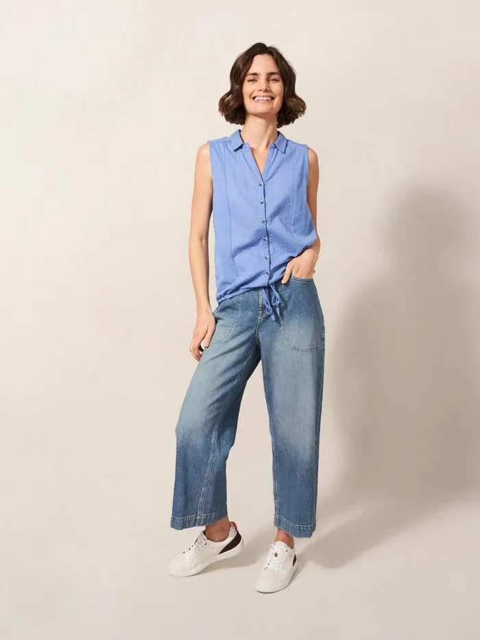 White Stuff JEANS Tia Wide Leg Crop Jeans Light Denim 8211 Women