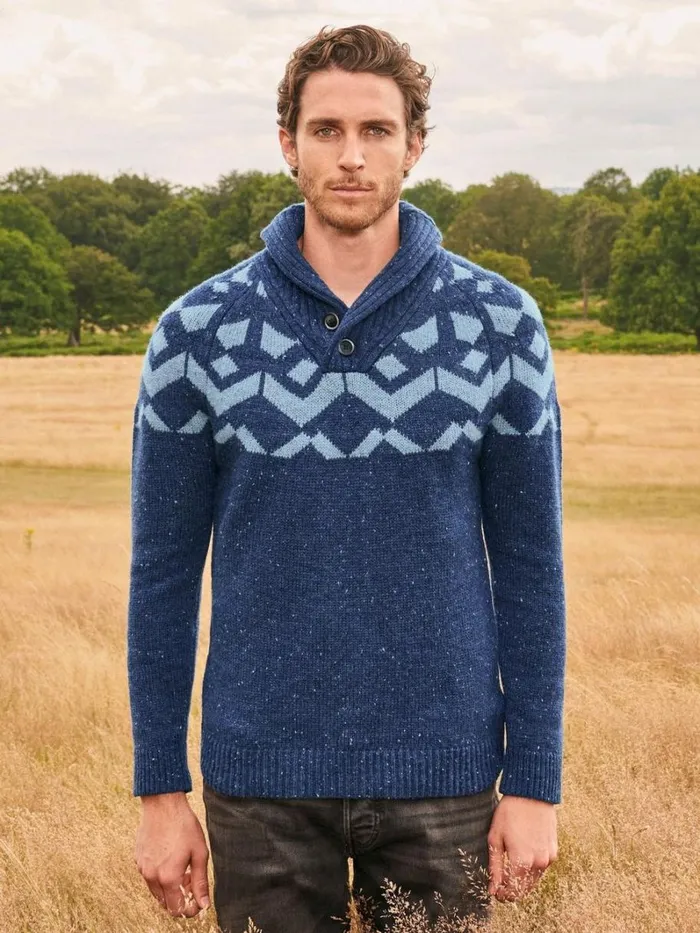 White Stuff KNITWEAR Arundel Geo Fairisle Shawl Navy Multi 8211 Men White Stuff KNITWEAR Arundel Geo Fairisle Shawl Navy Multi 8211 Men