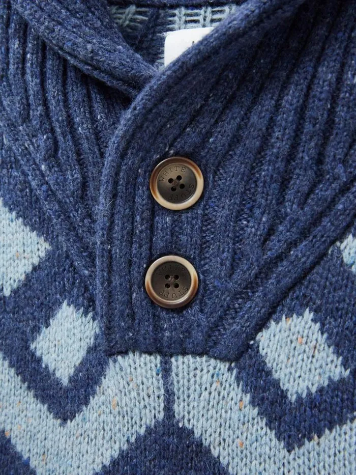 White Stuff KNITWEAR Arundel Geo Fairisle Shawl Navy Multi 8211 Men White Stuff KNITWEAR Arundel Geo Fairisle Shawl Navy Multi 8211 Men