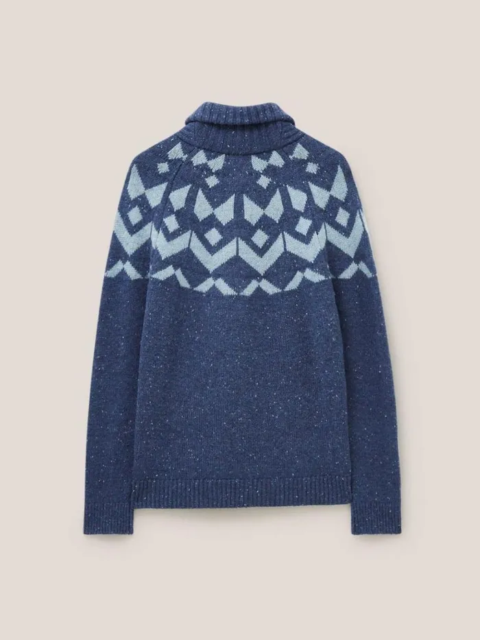 White Stuff KNITWEAR Arundel Geo Fairisle Shawl Navy Multi 8211 Men White Stuff KNITWEAR Arundel Geo Fairisle Shawl Navy Multi 8211 Men