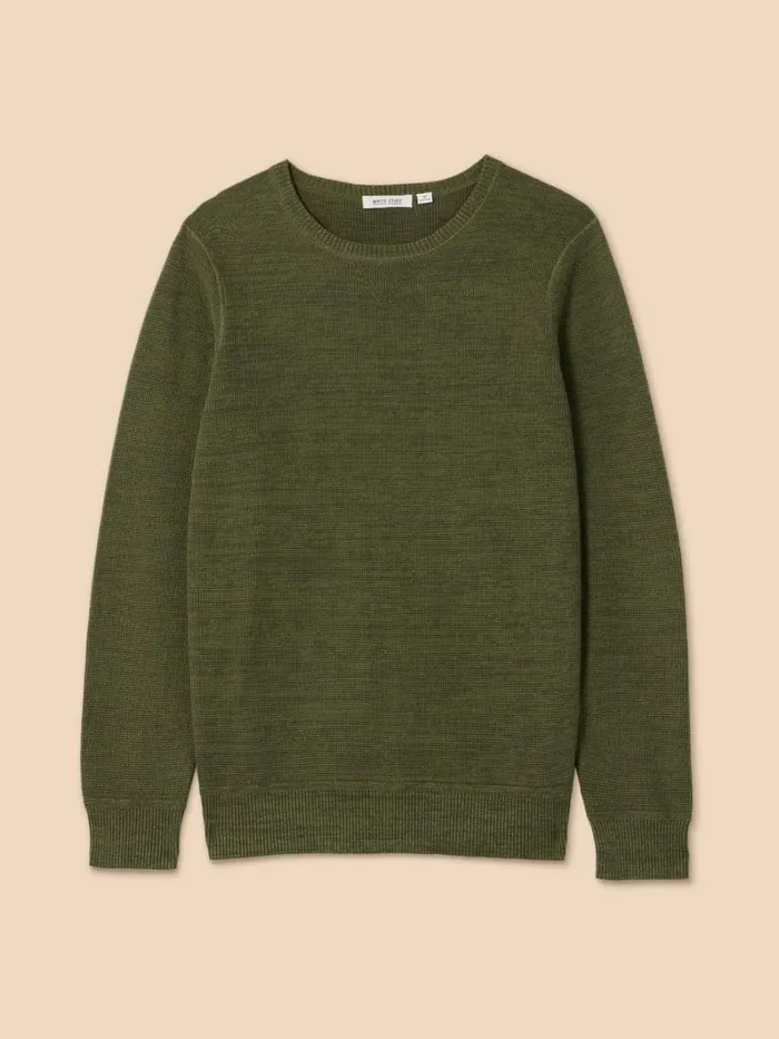 White Stuff KNITWEAR Attadale Crew Neck Jumper Khaki Green 8211 Men White Stuff KNITWEAR Attadale Crew Neck Jumper Khaki Green 8211 Men