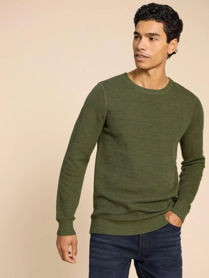 White Stuff KNITWEAR Attadale Crew Neck Jumper Khaki Green 8211 Men White Stuff KNITWEAR Attadale Crew Neck Jumper Khaki Green 8211 Men