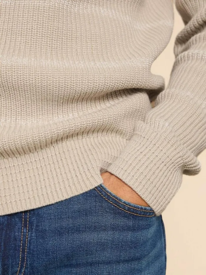 White Stuff KNITWEAR Breton Funnel Neck Jumper Light Natural 8211 Men White Stuff KNITWEAR Breton Funnel Neck Jumper Light Natural 8211 Men
