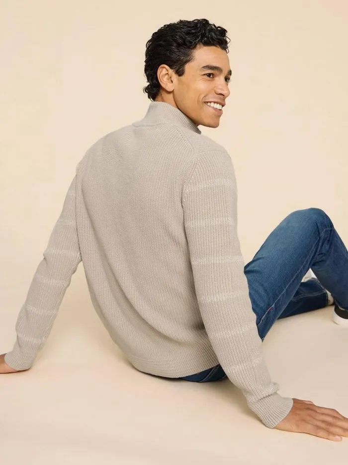 White Stuff KNITWEAR Breton Funnel Neck Jumper Light Natural 8211 Men White Stuff KNITWEAR Breton Funnel Neck Jumper Light Natural 8211 Men