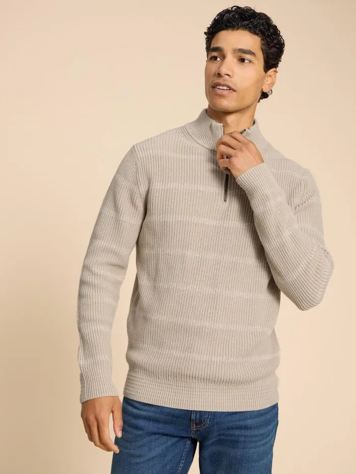 White Stuff KNITWEAR Breton Funnel Neck Jumper Light Natural 8211 Men White Stuff KNITWEAR Breton Funnel Neck Jumper Light Natural 8211 Men