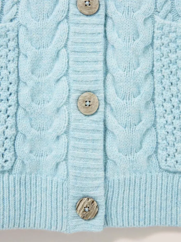 White Stuff KNITWEAR Chestnut Cable Knit Pocket Poncho Light Blue 8211 Women White Stuff KNITWEAR Chestnut Cable Knit Pocket Poncho Light Blue 8211 Women