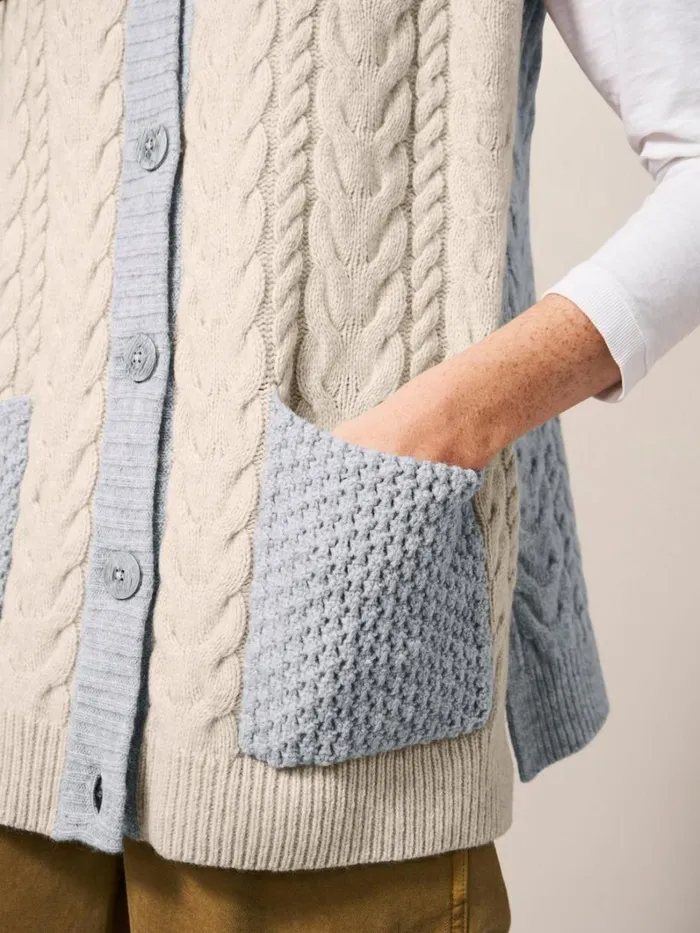 White Stuff KNITWEAR Chestnut Cable Knit Pocket Poncho Natural Multi 8211 Women White Stuff KNITWEAR Chestnut Cable Knit Pocket Poncho Natural Multi 8211 Women