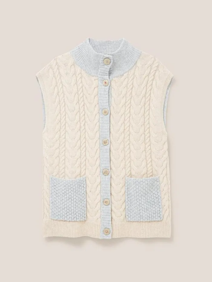 White Stuff KNITWEAR Chestnut Cable Knit Pocket Poncho Natural Multi 8211 Women White Stuff KNITWEAR Chestnut Cable Knit Pocket Poncho Natural Multi 8211 Women