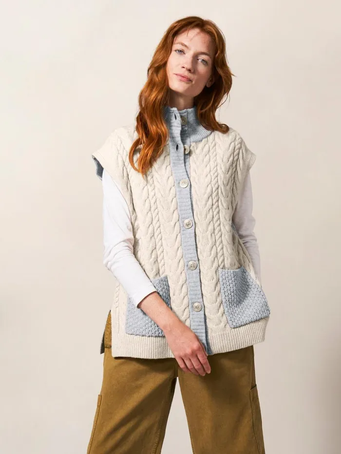 White Stuff KNITWEAR Chestnut Cable Knit Pocket Poncho Natural Multi 8211 Women White Stuff KNITWEAR Chestnut Cable Knit Pocket Poncho Natural Multi 8211 Women