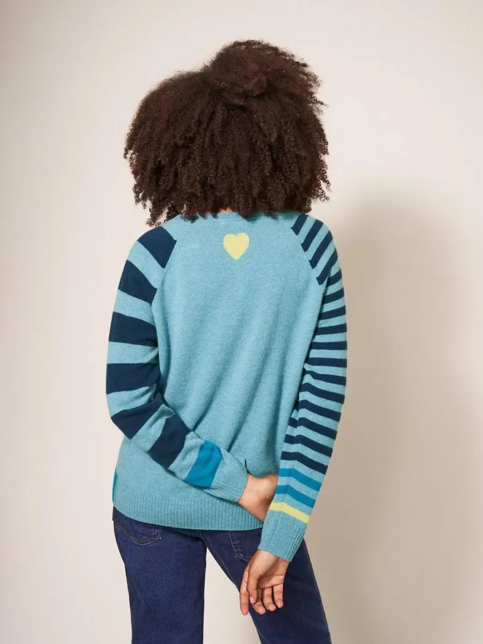 White Stuff KNITWEAR CLARA V NECK CASHMERE JUMPER Blue Multi 8211 Women White Stuff KNITWEAR CLARA V NECK CASHMERE JUMPER Blue Multi 8211 Women