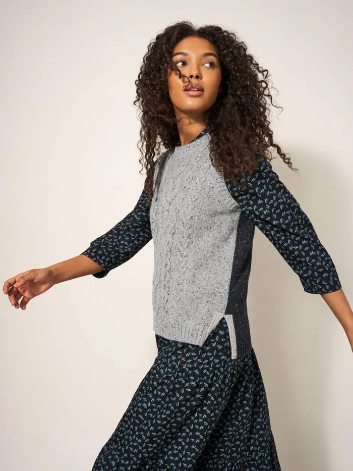 White Stuff KNITWEAR Colour Block Cable Tank Grey Multi 8211 Women White Stuff KNITWEAR Colour Block Cable Tank Grey Multi 8211 Women