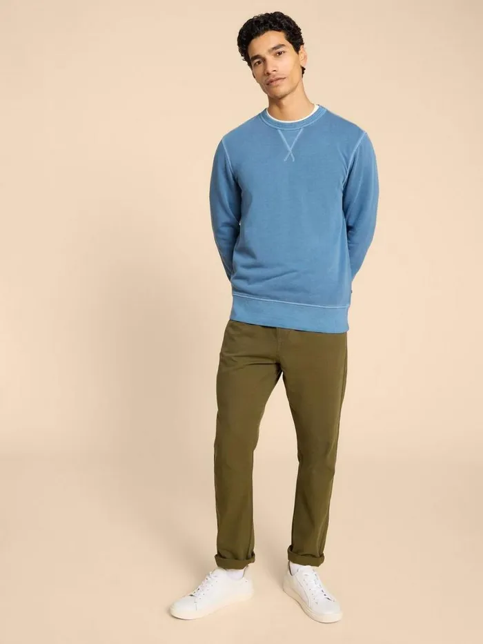 White Stuff KNITWEAR Crew Neck Sweat Mid Blue 8211 Men