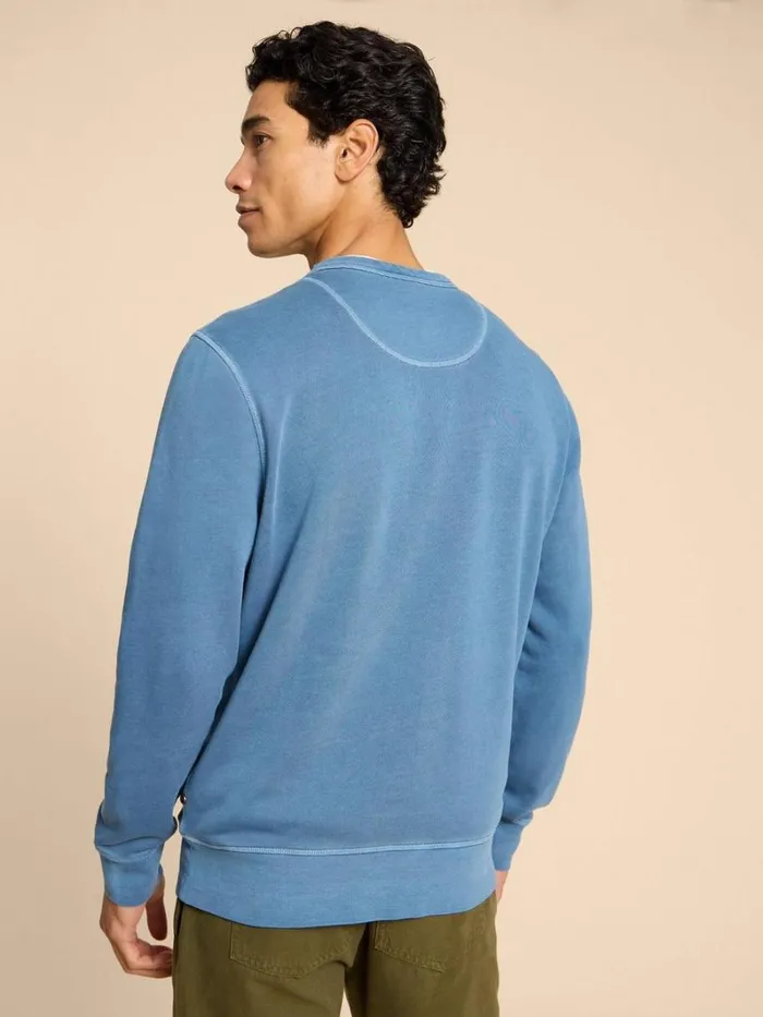 White Stuff KNITWEAR Crew Neck Sweat Mid Blue 8211 Men White Stuff KNITWEAR Crew Neck Sweat Mid Blue 8211 Men