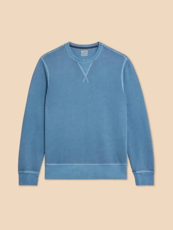White Stuff KNITWEAR Crew Neck Sweat Mid Blue 8211 Men White Stuff KNITWEAR Crew Neck Sweat Mid Blue 8211 Men