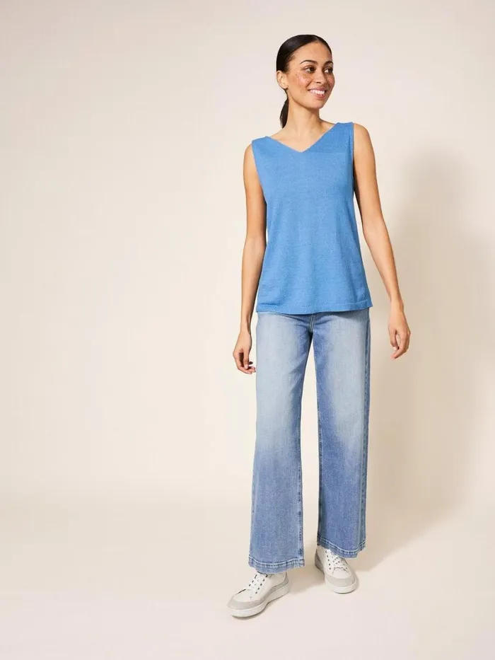 White Stuff KNITWEAR DAISY KNITTED VEST Mid Blue 8211 Women