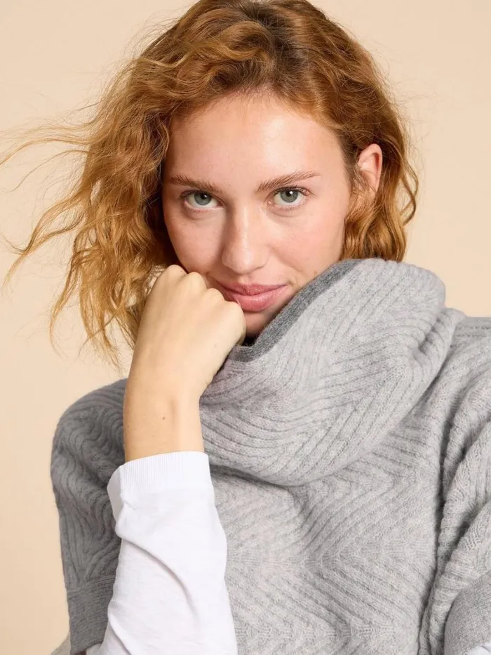 White Stuff KNITWEAR Florence Knitted Poncho Grey Marl 8211 Women White Stuff KNITWEAR Florence Knitted Poncho Grey Marl 8211 Women