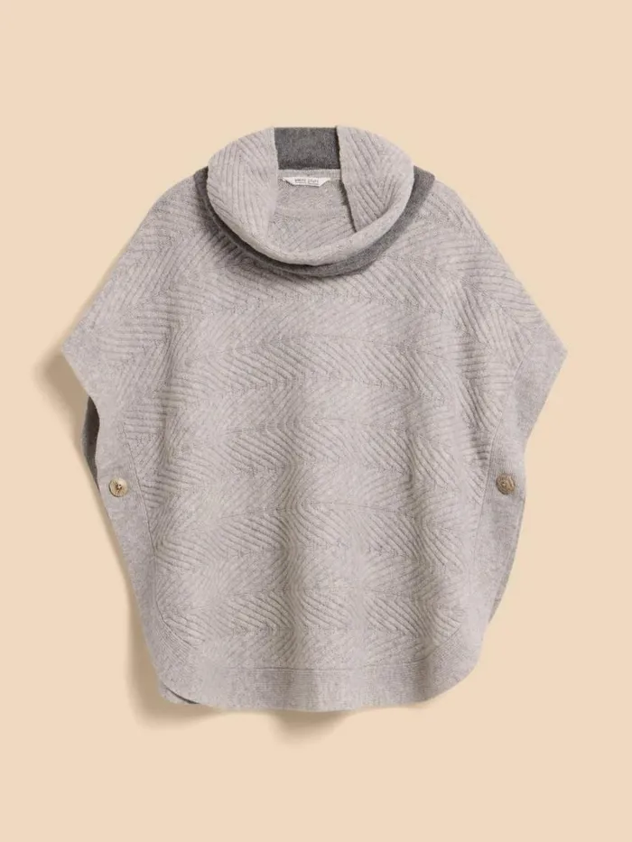 White Stuff KNITWEAR Florence Knitted Poncho Grey Marl 8211 Women White Stuff KNITWEAR Florence Knitted Poncho Grey Marl 8211 Women