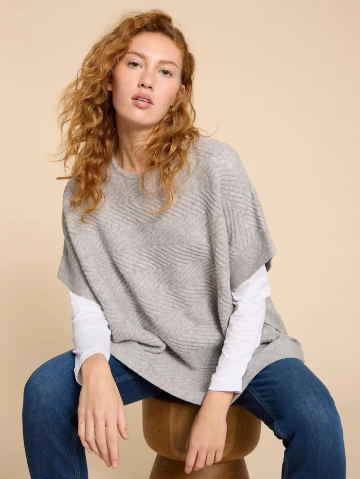 White Stuff KNITWEAR Florence Knitted Poncho Grey Marl 8211 Women White Stuff KNITWEAR Florence Knitted Poncho Grey Marl 8211 Women