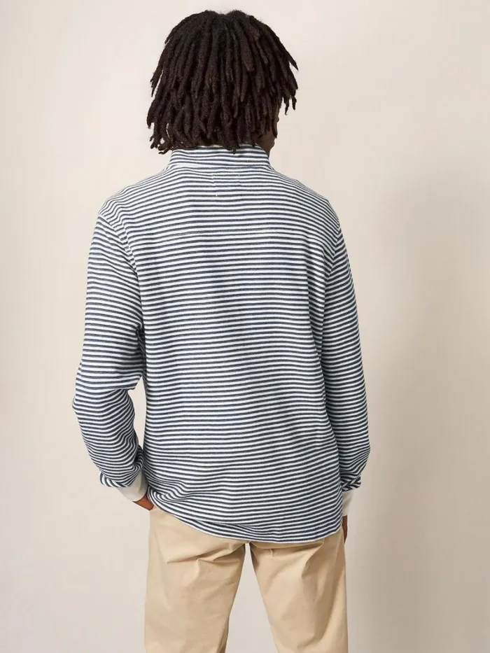 White Stuff KNITWEAR Garcie Stripe Zip Neck Jumper Chambray Blue 8211 Men White Stuff KNITWEAR Garcie Stripe Zip Neck Jumper Chambray Blue 8211 Men