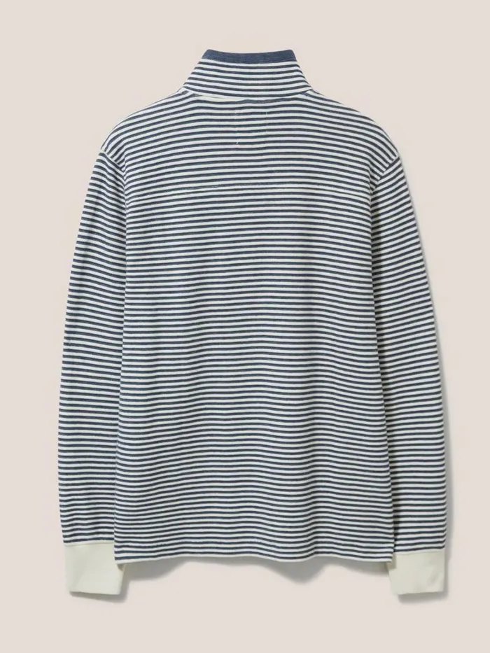White Stuff KNITWEAR Garcie Stripe Zip Neck Jumper Chambray Blue 8211 Men White Stuff KNITWEAR Garcie Stripe Zip Neck Jumper Chambray Blue 8211 Men
