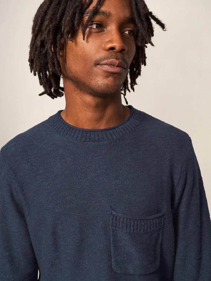 White Stuff KNITWEAR Grainger Pocket Crew Dark Navy 8211 Men White Stuff KNITWEAR Grainger Pocket Crew Dark Navy 8211 Men