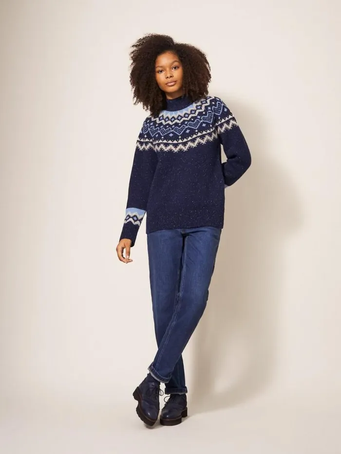 White Stuff KNITWEAR HEART LONGLINE FAIRISLE JUMPER Navy Multi 8211 Women White Stuff KNITWEAR HEART LONGLINE FAIRISLE JUMPER Navy Multi 8211 Women