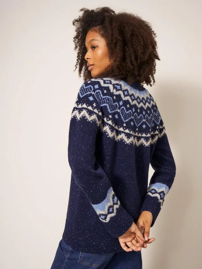 White Stuff KNITWEAR HEART LONGLINE FAIRISLE JUMPER Navy Multi 8211 Women White Stuff KNITWEAR HEART LONGLINE FAIRISLE JUMPER Navy Multi 8211 Women