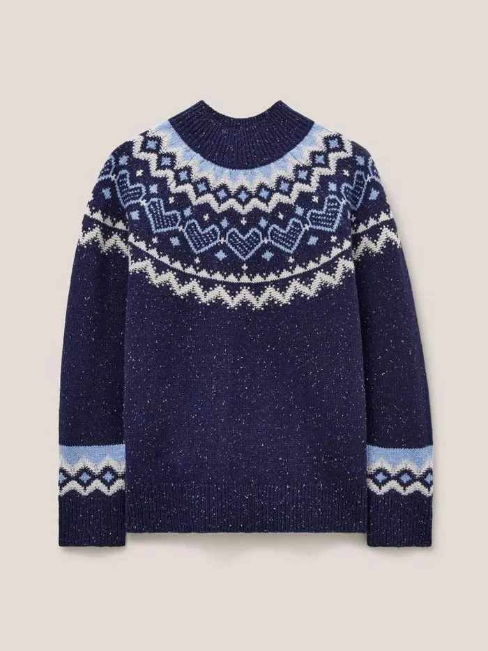 White Stuff KNITWEAR HEART LONGLINE FAIRISLE JUMPER Navy Multi 8211 Women White Stuff KNITWEAR HEART LONGLINE FAIRISLE JUMPER Navy Multi 8211 Women